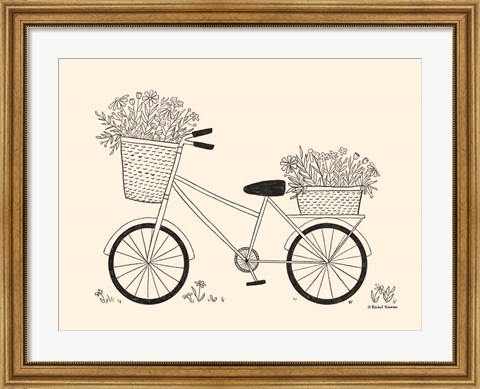 Framed Spring Flower Bike Sketch Print