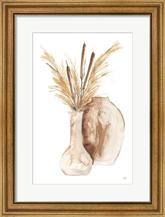 Framed Vase Cattails Print