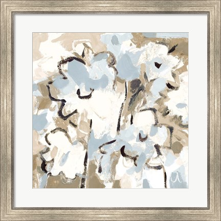 Framed Light Blue Floral Print