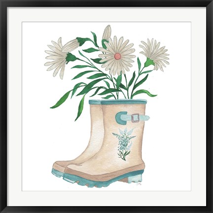 Framed Floral Rain Boots Print