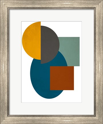 Framed Simple Shapes on White II Print