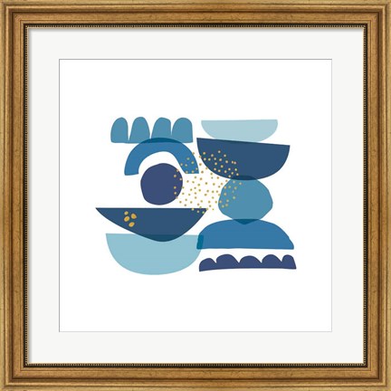 Framed Crowded Forms blue II Print