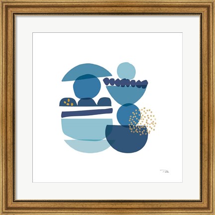 Framed Crowded Forms blue III Print