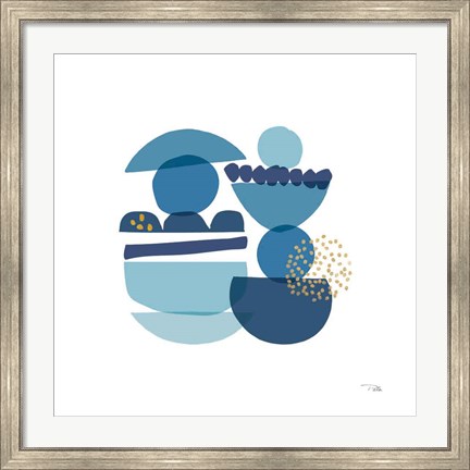 Framed Crowded Forms blue III Print