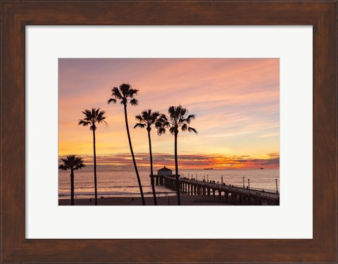 Framed Sunset &amp; Palms Print