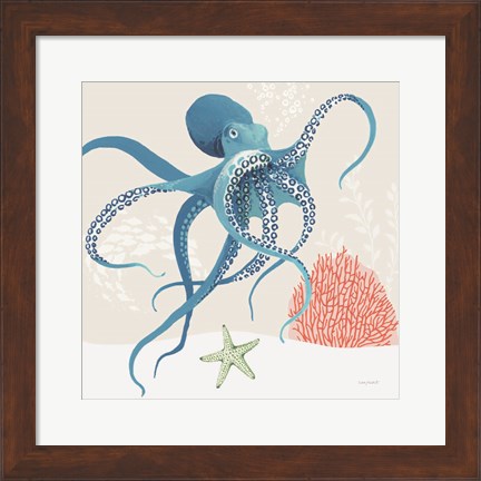 Framed Free As the Ocean II on Sand Print