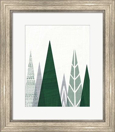 Framed Geometric Forest II Green Gray Print