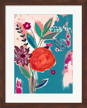 Framed Torn Wallpaper Floral Print