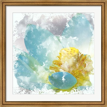 Framed Teal Lotus 2 Print