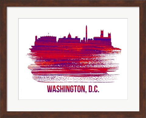 Framed Washington, D.C. Skyline Brush Stroke Red Print