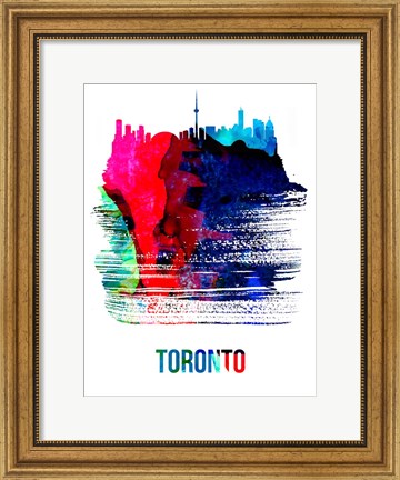 Framed Toronto Skyline Brush Stroke Watercolor Print