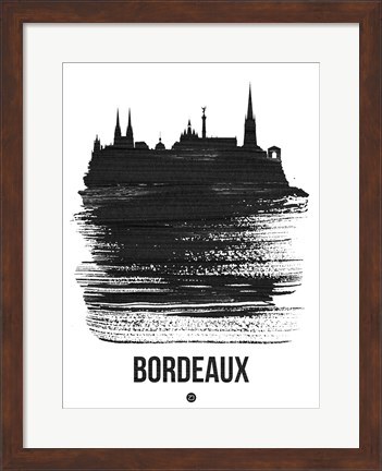 Framed Bordeaux Skyline Brush Stroke Black Print