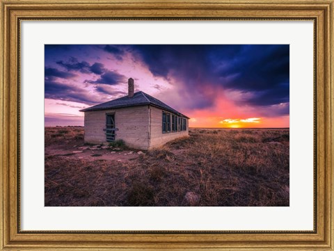 Framed Schoolhouse Sunrise Print