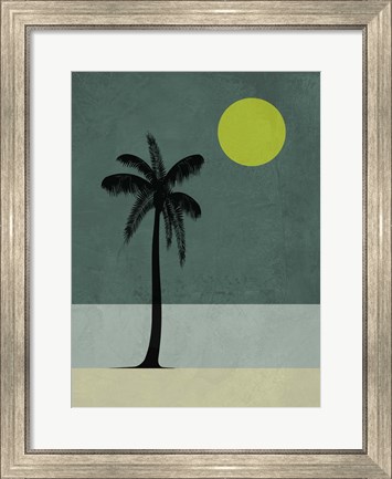 Framed Palm Tree and Yellow Moon Print