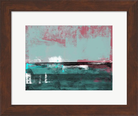 Framed Abstract Turquoise and Indian Red Print