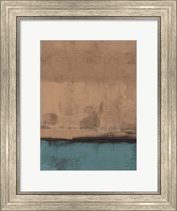 Framed Abstract Brown and Blue Print