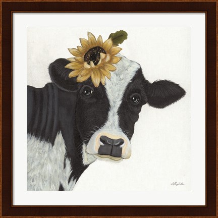 Framed Sunflower Cow Print