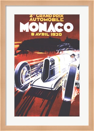 Framed Grand Prix De Monaco 1930 Print
