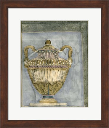 Framed Small Urn And Damask III Print