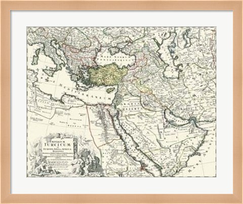 Framed Map of Europe, Asia and Africa Print