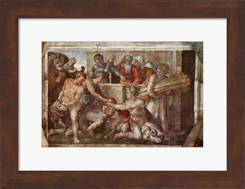 Framed Sistine Chapel Ceiling: Noah After the Flood Print