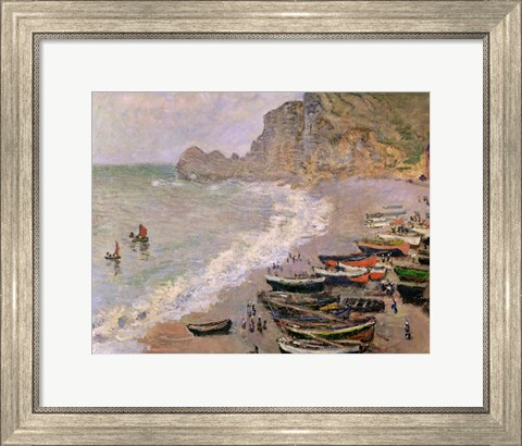 Framed Etretat, beach and the Porte d&#39;Amont, 1883 Print