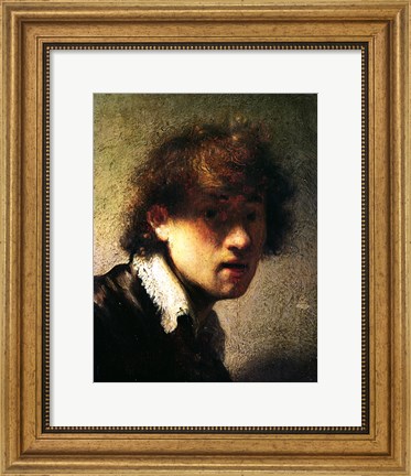 Framed Head of a Young Man or Self Portrait, 1629 Print