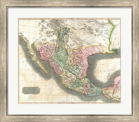 Framed 1814 Thomson Map of Mexico and Texas Print