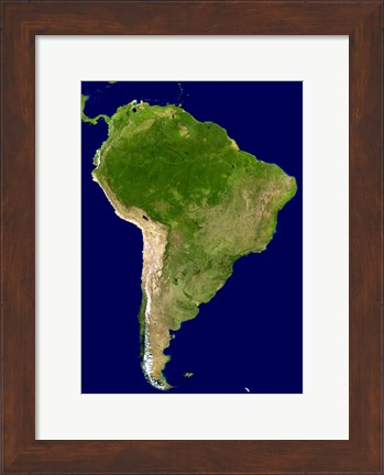 Framed South America - Blue Marble Orthographic Print