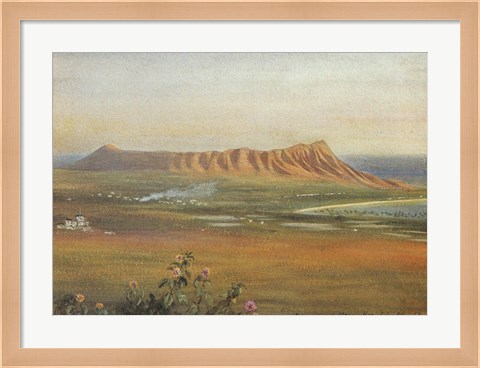 Framed Edward Clifford (1844-1907) - &#39;DiamondHead, Honolulu&#39;, watercolor painting, 1888 Print