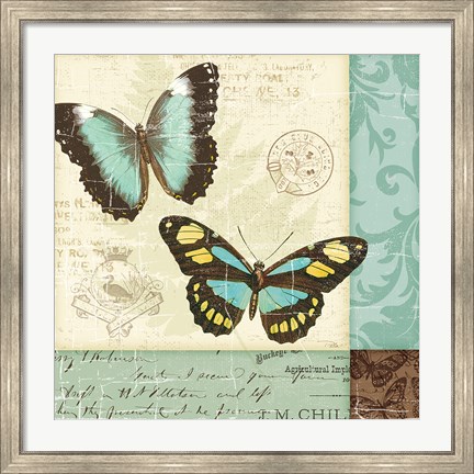 Framed Butterfly Patchwork II Print