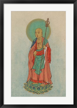 Framed Buddha Standing on a Lotus Print