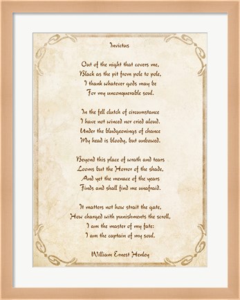 Framed Invictus Poem Print