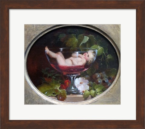Framed Cupid in a Wine Glass Print