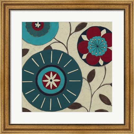 Framed Blue Blossom Fresco IV Print