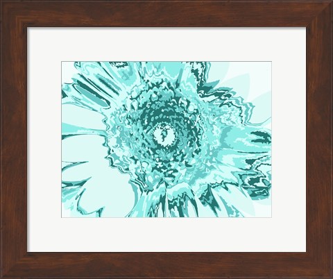 Framed Turquoise Abstract Flower Print