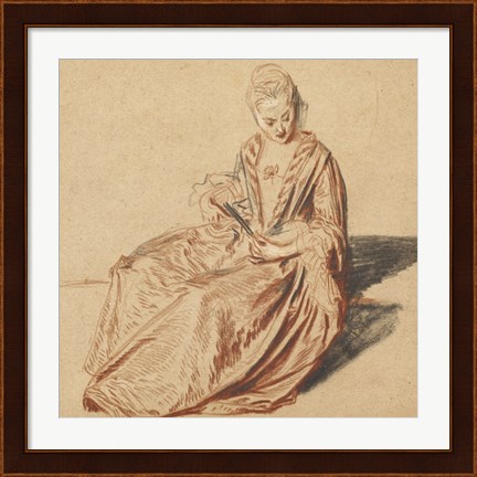 Framed Seated Woman with a Fan Print