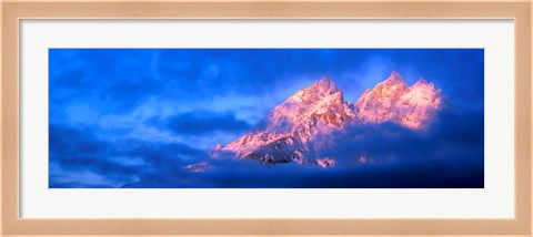 Framed Storm clouds over mountains, Cathedral Group, Teton Range, Grand Teton National Park, Wyoming, USA Print