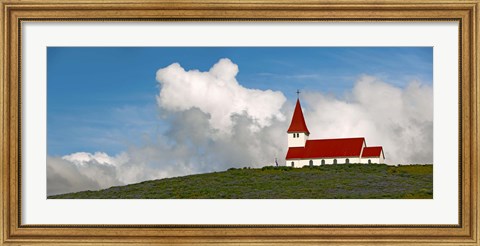 Framed Church on hill, Vik, Iceland Print