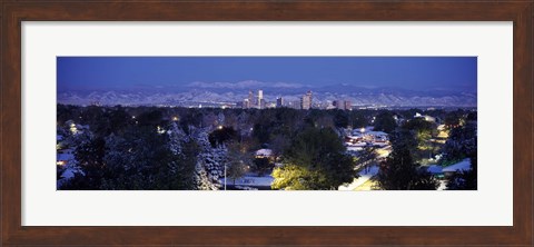 Framed Denver in winter, Colorado Print