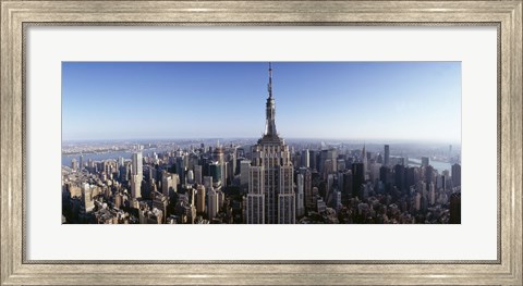 Framed Aerial view of a cityscape, Empire State Building, Manhattan, New York City, New York State, USA Print