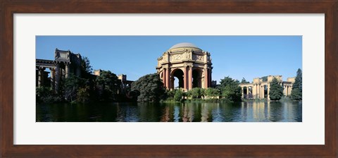 Framed Reflection of an art museum in water, Palace Of Fine Arts, Marina District, San Francisco, California, USA Print