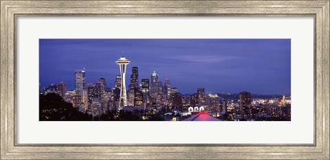 Framed Space Needle and Seattle Skyline 2010 Print