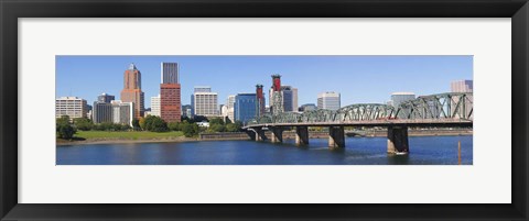 Framed Bridge across a river, Hawthorne Bridge, Willamette River, Multnomah County, Portland, Oregon, USA 2010 Print