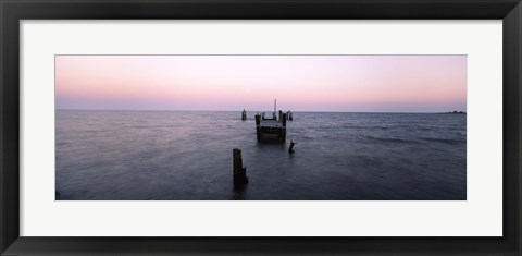 Framed Pier in the Atlantic Ocean, Dilapidated Pier, North Point State Park, Edgemere, Baltimore County, Maryland, USA Print