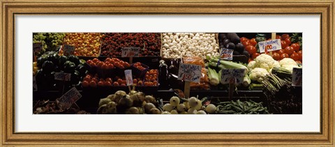 Framed Vegetables at Pike Place Market, Seattle, Washington Print