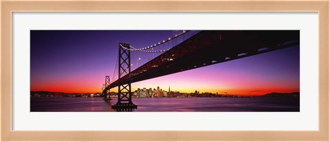 Framed San Francisco Bay Bridge with Purple Night Sky Print