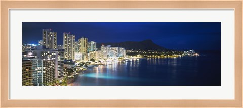 Framed Buildings On The Waterfront, Waikiki, Honolulu, Oahu, Hawaii, USA Print