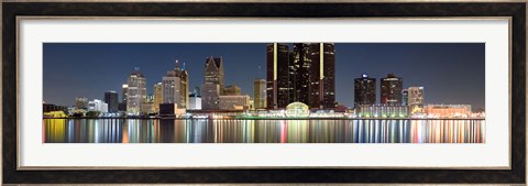 Framed Buildings along the Detroit River, Detroit, Michigan Print