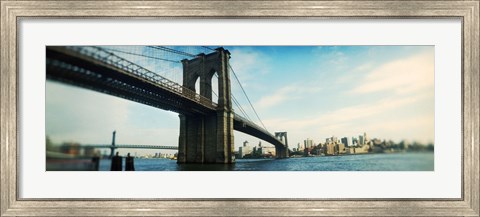 Framed Bridge across a river, Brooklyn Bridge, East River, Brooklyn, New York City, New York State Print